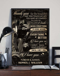 Personalized Motorcycling Way You Touch My Life Custom Name Vertical Poster/ Matte Canvas No Frame