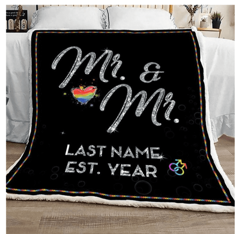 Personalized Mr And Mr - LGBT Blanket Gift For Couple LGBT Birthday Gift Bedding Couch Sofa Soft And Comfy Cozy