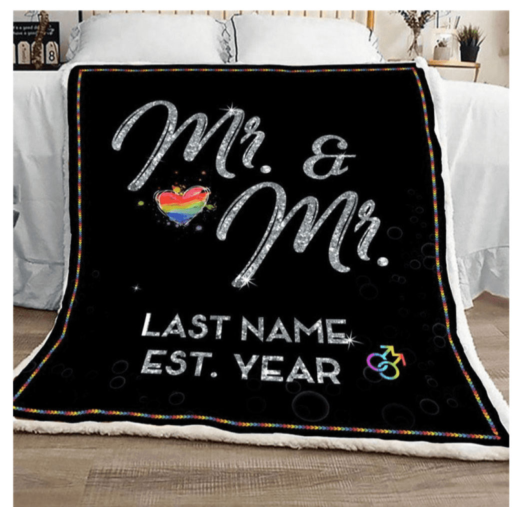 Personalized Mr And Mr - LGBT Blanket Gift For Couple LGBT Birthday Gift Bedding Couch Sofa Soft And Comfy Cozy