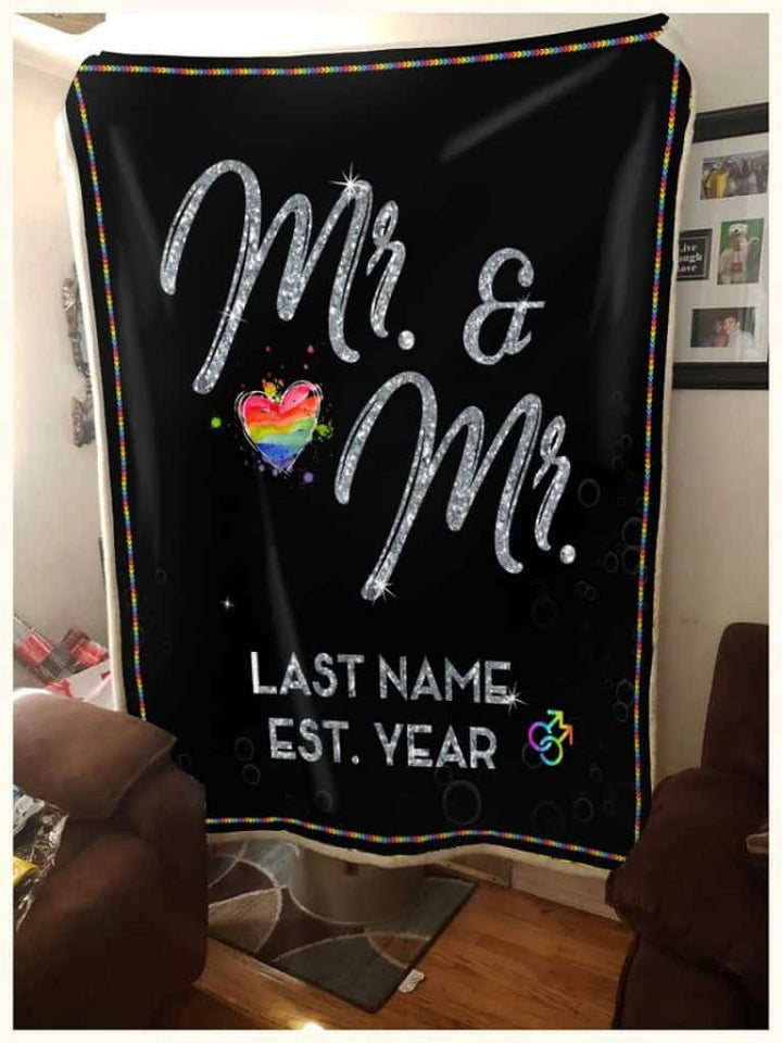 Personalized Mr And Mr - LGBT Blanket Gift For Couple LGBT Birthday Gift Bedding Couch Sofa Soft And Comfy Cozy