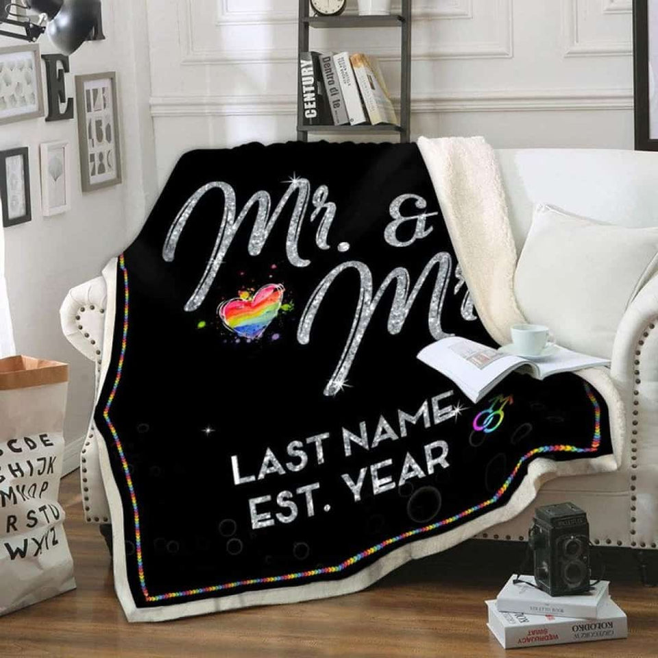 Personalized Mr And Mr - LGBT Blanket Gift For Couple LGBT Birthday Gift Bedding Couch Sofa Soft And Comfy Cozy