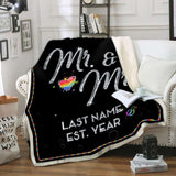 Personalized Mr And Mr - LGBT Blanket Gift For Couple LGBT Birthday Gift Bedding Couch Sofa Soft And Comfy Cozy