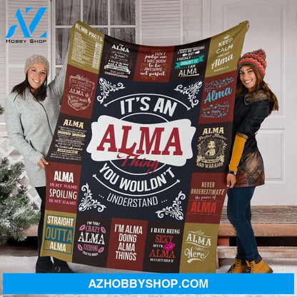 Personalized Name Alma Premium Fleece Blanket
