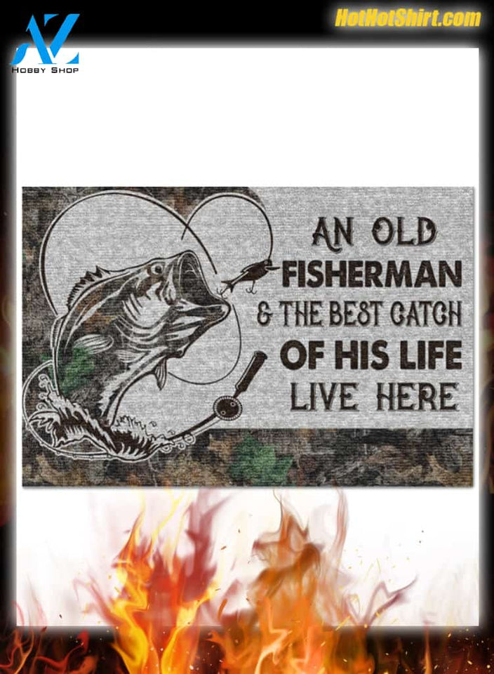 Personalized Name An Old Fisherman And The Best Catch Of His Life Here Doormat