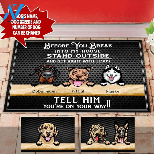 Personalized Name and Dog Breeds Doormat Full Printing hqt-dmq005 | Welcome Mat | House Warming Gift