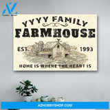 Personalized Name And Year Home Is Where The Heart Is Farmhouse Canvas Print Wall Art - Matte Canvas