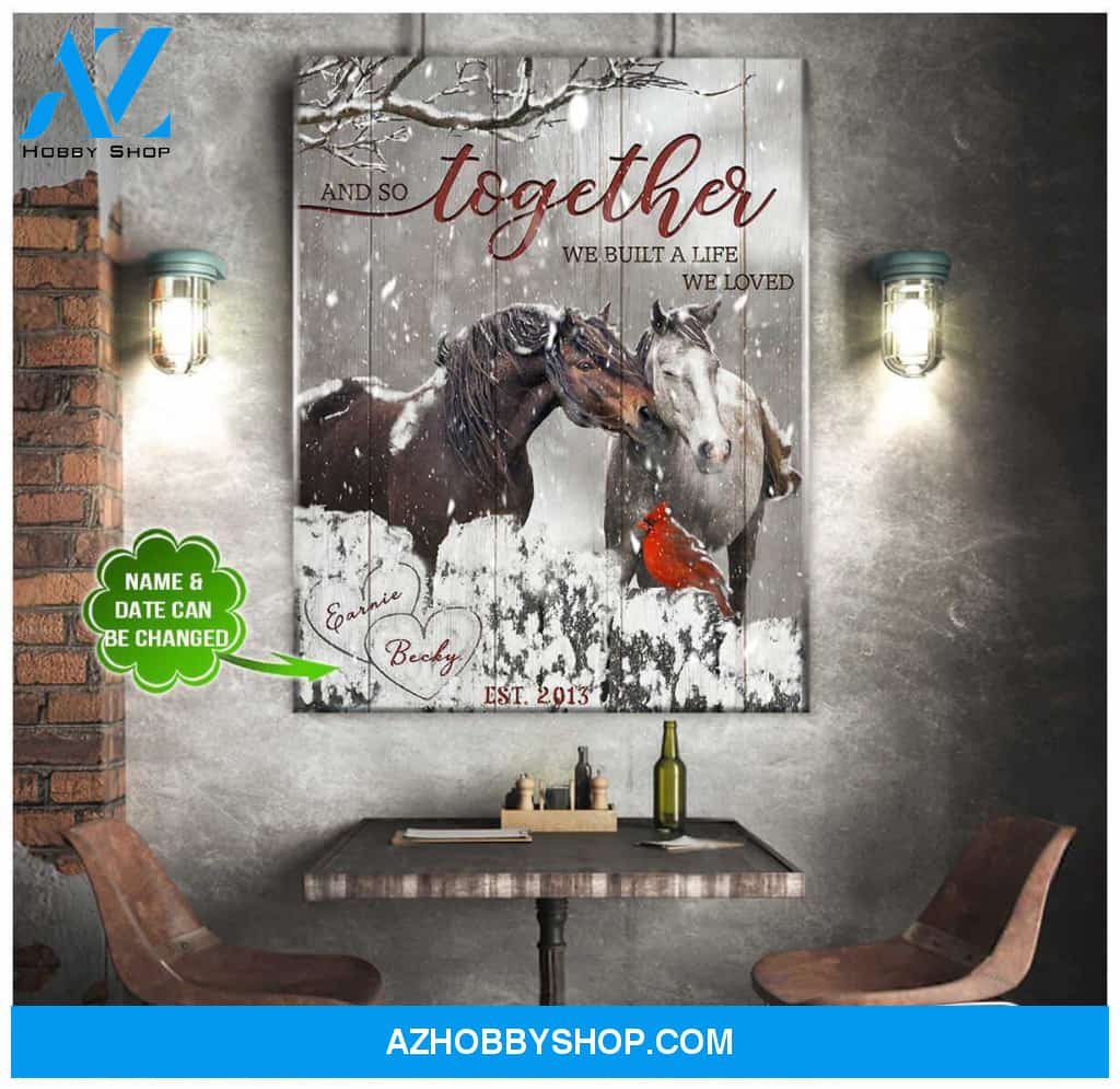 Personalized Name and Year Husband and Wife And so together Horse Wall Art Canvas Decor