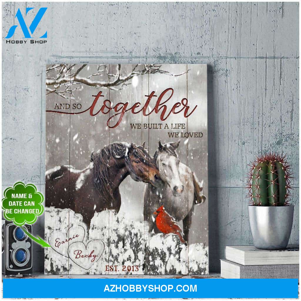 Personalized Name and Year Husband and Wife And so together Horse Wall Art Canvas Decor