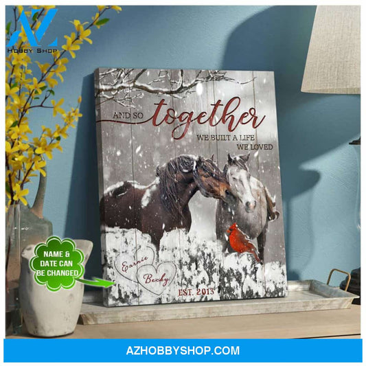 Personalized Name and Year Husband and Wife And so together Horse Wall Art Canvas Decor