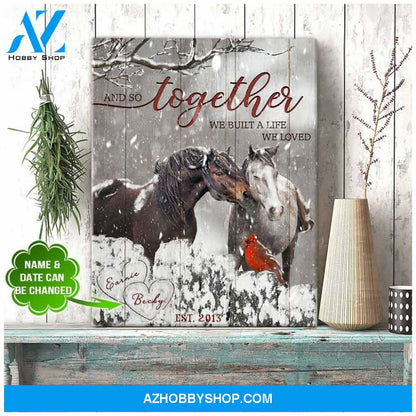 Personalized Name and Year Husband and Wife And so together Horse Wall Art Canvas Decor