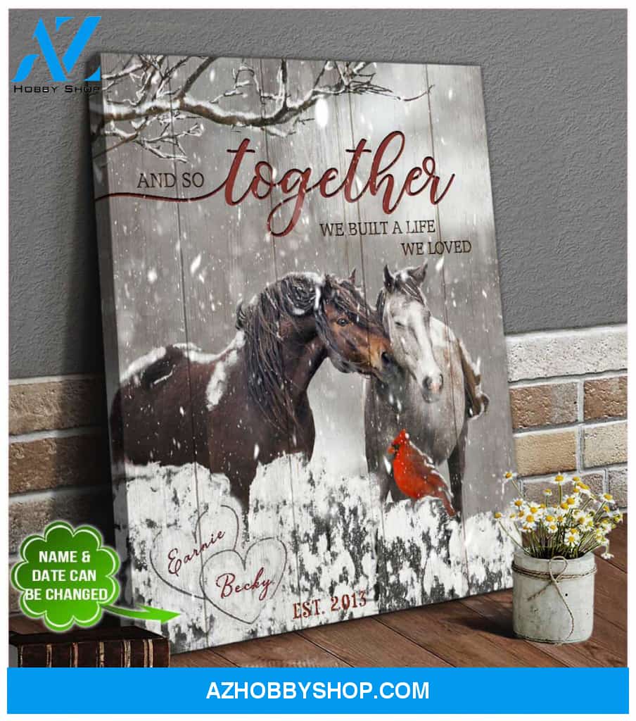 Personalized Name and Year Husband and Wife And so together Horse Wall Art Canvas Decor