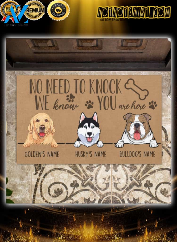 Personalized name dogs no need to knock we know you are here doormat