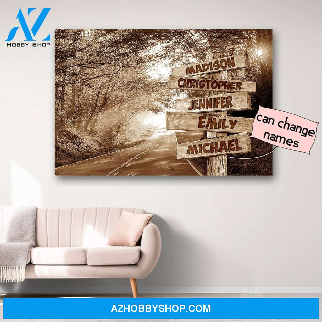 Personalized Name Forest Road Multi Canvas Print Wall Art - Matte Canvas