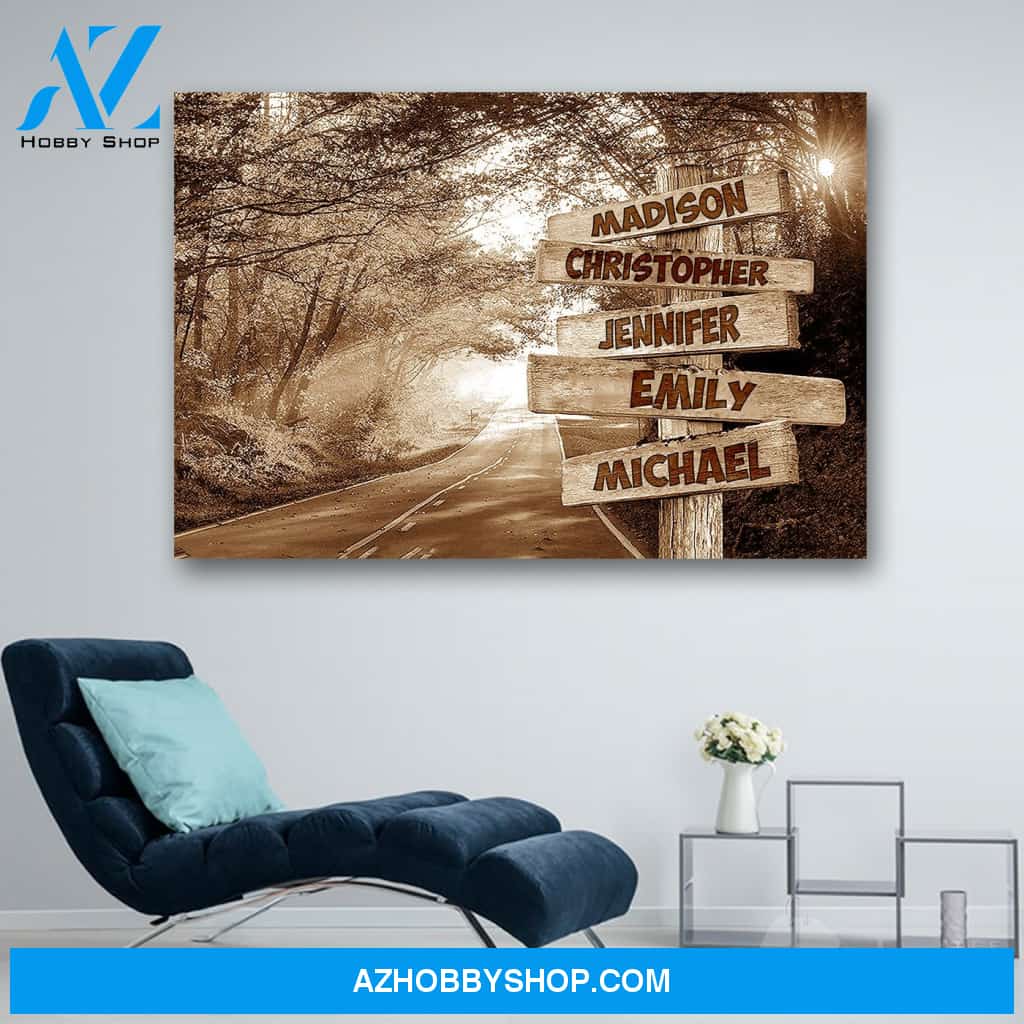 Personalized Name Forest Road Multi Canvas Print Wall Art - Matte Canvas