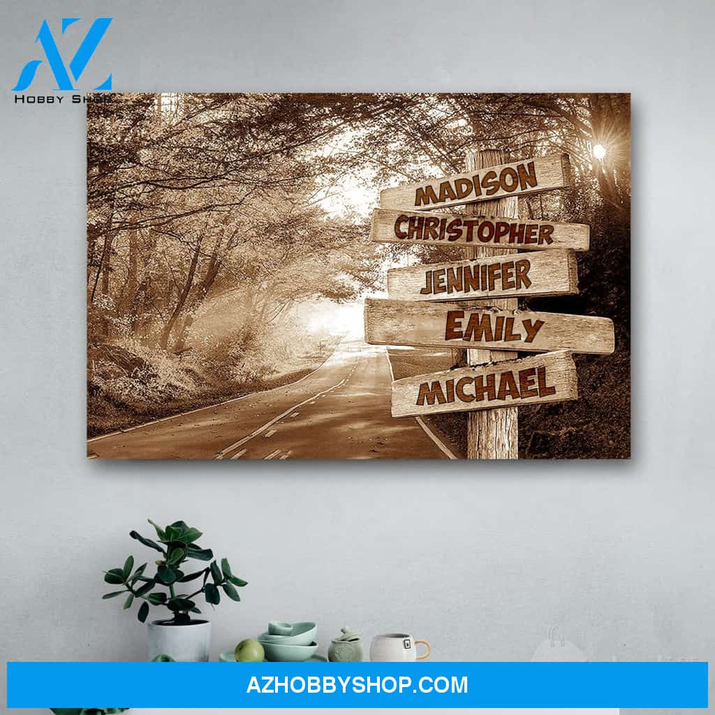Personalized Name Forest Road Multi Canvas Print Wall Art - Matte Canvas