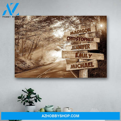 Personalized Name Forest Road Multi Canvas Print Wall Art - Matte Canvas
