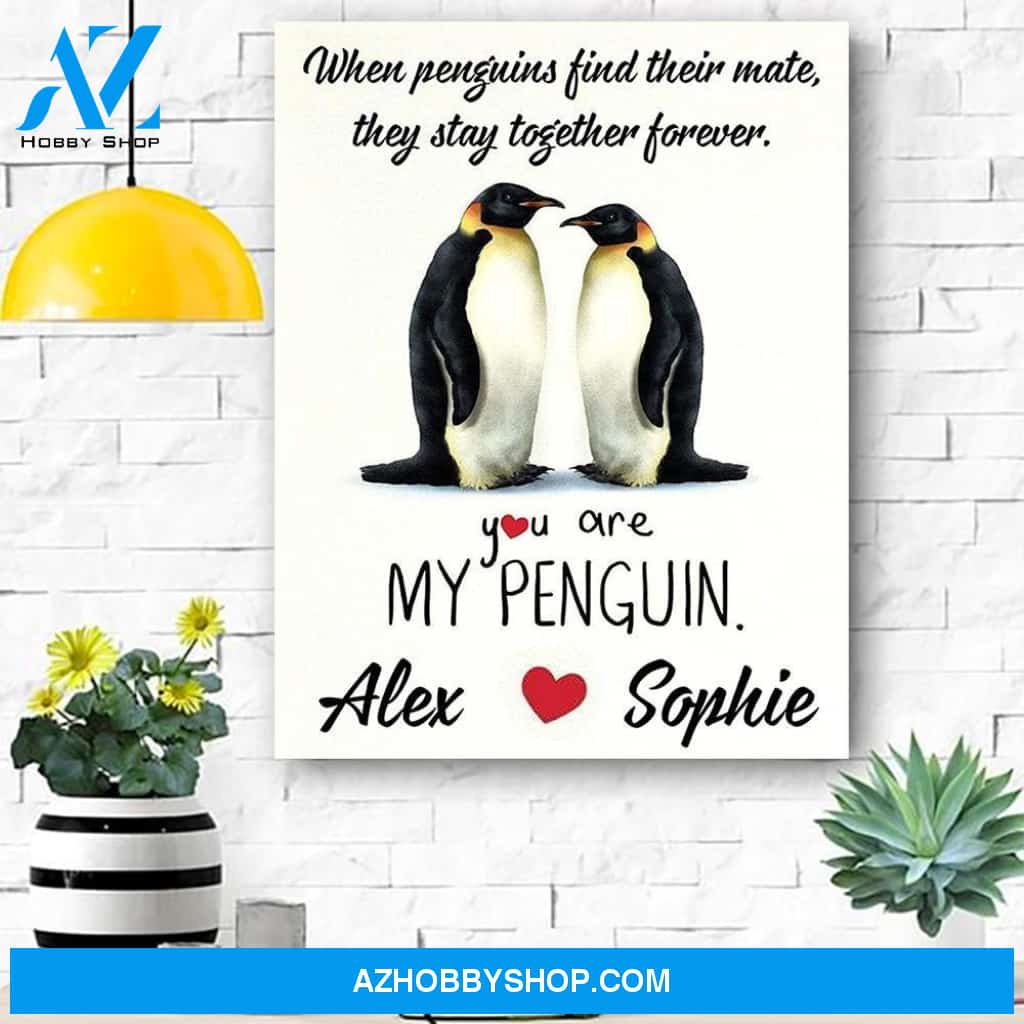 Personalized Name Gift - Penguin Canvas Print Wall Art - Matte Canvas