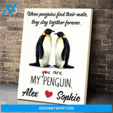 Personalized Name Gift - Penguin Canvas Print Wall Art - Matte Canvas