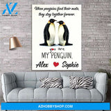 Personalized Name Gift - Penguin Canvas Print Wall Art - Matte Canvas