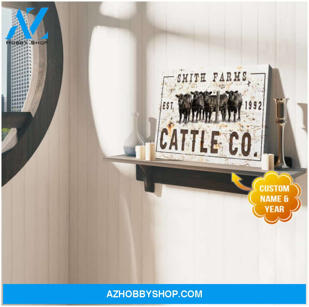 Personalized Name Sign Farmhouse Wall Art Cattle Co. Canvas Print