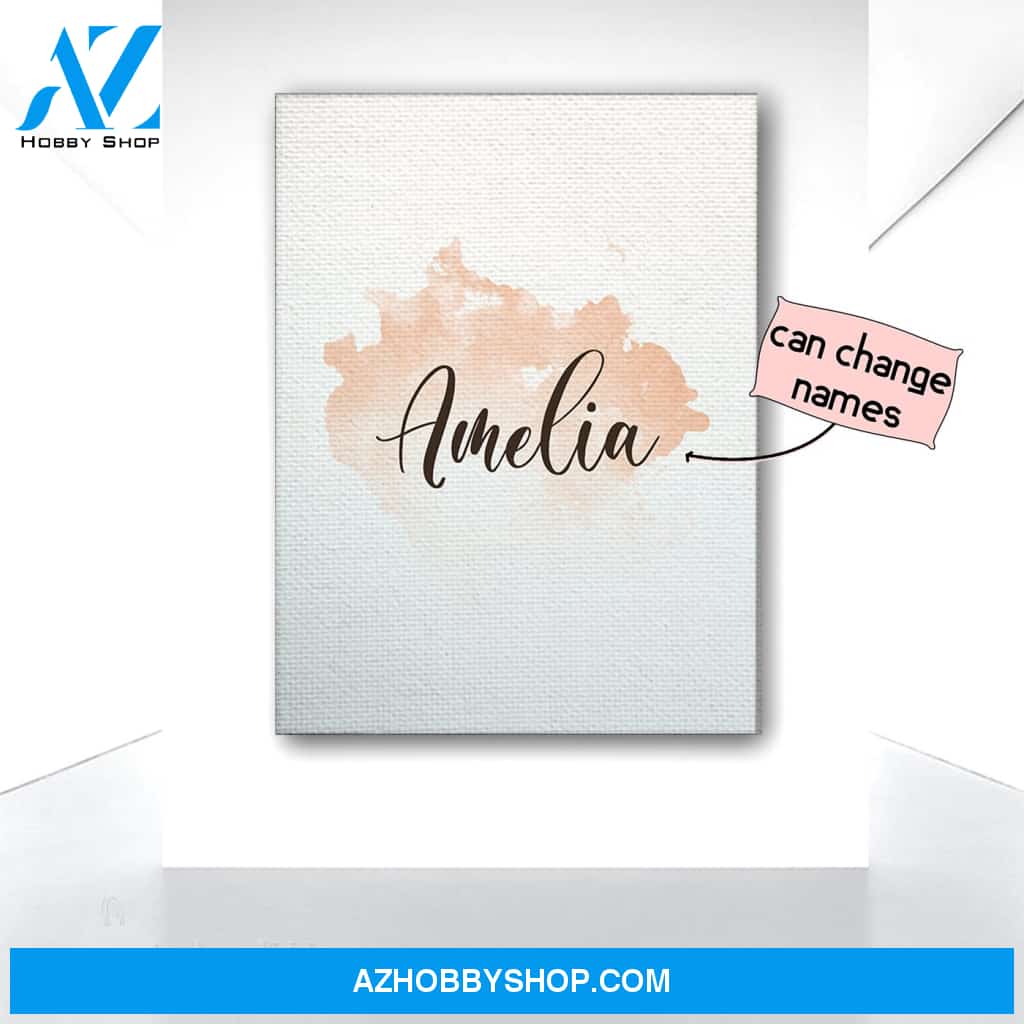 Personalized Name Sign Girl Nursery Print Watercolour Canvas Print Wall Art - Matte Canvas