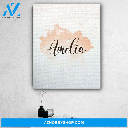 Personalized Name Sign Girl Nursery Print Watercolour Canvas Print Wall Art - Matte Canvas
