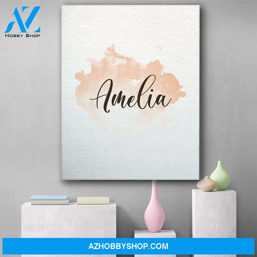 Personalized Name Sign Girl Nursery Print Watercolour Canvas Print Wall Art - Matte Canvas