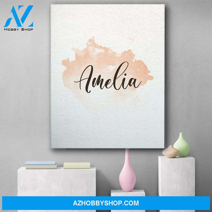 Personalized Name Sign Girl Nursery Print Watercolour Canvas Print Wall Art - Matte Canvas
