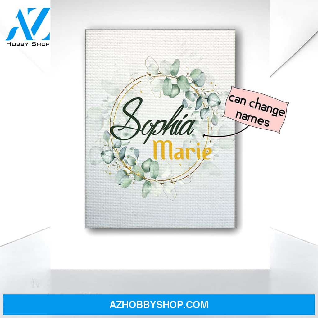 Personalized Name Sign Girls Bedroom Decor Baby Shower Gift Canvas Print Wall Art - Matte Canvas