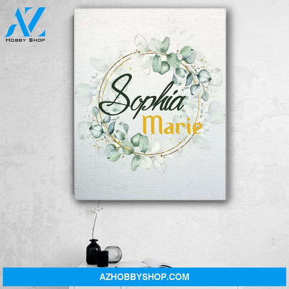 Personalized Name Sign Girls Bedroom Decor Baby Shower Gift Canvas Print Wall Art - Matte Canvas