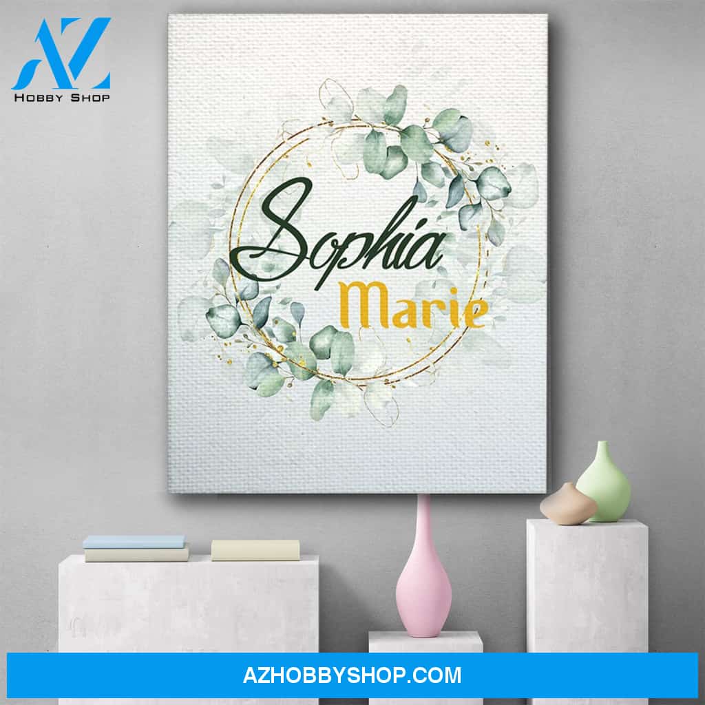 Personalized Name Sign Girls Bedroom Decor Baby Shower Gift Canvas Print Wall Art - Matte Canvas