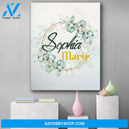 Personalized Name Sign Girls Bedroom Decor Baby Shower Gift Canvas Print Wall Art - Matte Canvas