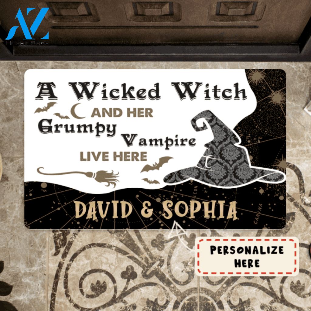 Personalized Names A Wickes Witch Doormat, Halloween Doormat