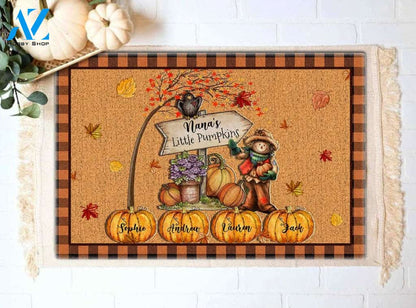 Personalized Nana's Little Pumpkins Doormat, Fall Doormat, Pumpkins Name Doormat, Thanksgiving Doormat, Gift For Grandma Nana Gigi, Decor Warm House Gift Welcome Mat