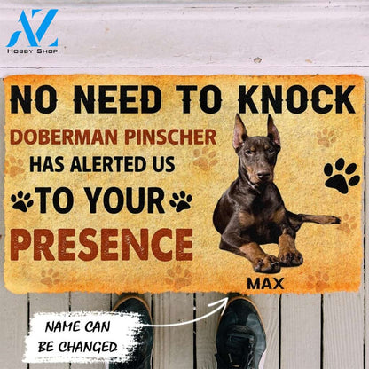 Personalized NO NEED TO KNOCK DOBERMAN PINSCHER DOG DOORMAT Warm House Gift Welcome Mat Birthday Gift Funny Gift Gift For DOBERMAN PINSCHER DOG Lover