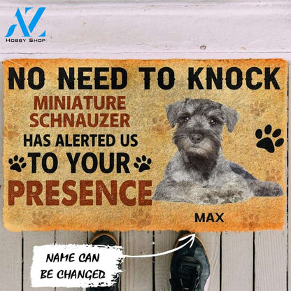 Personalized NO NEED TO KNOCK MINIATURE SCHNAUZER DOG DOORMAT Warm House Gift Welcome Mat Birthday Gift Funny Gift Gift For MINIATURE SCHNAUZER DOG Lover