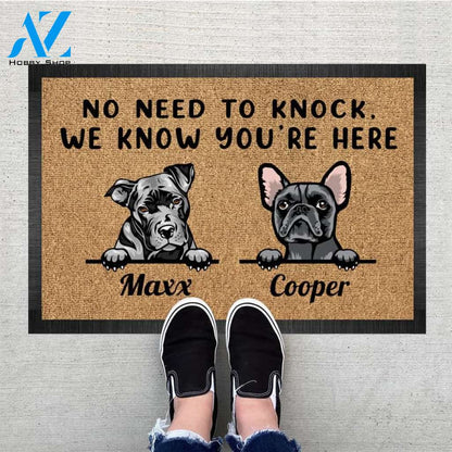 Personalized No Need To Knock We Know You're Here, all guest must be approved by the dog, Dog mat custom, Pawprints Doormat, dog doormat, dog gift, dog mat, custom dog - Dog mat custom