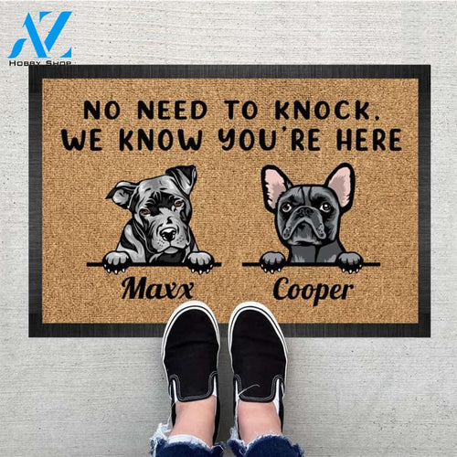 Personalized No Need To Knock We Know You're Here, all guest must be approved by the dog, Dog mat custom, Pawprints Doormat, dog doormat, dog gift, dog mat, custom dog - Dog mat custom