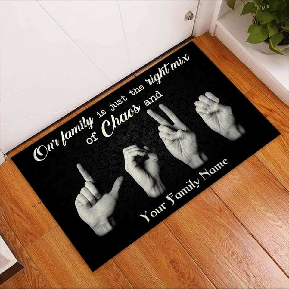 Personalized Our Family American Sign Language Custom Name Doormat Welcome Mat