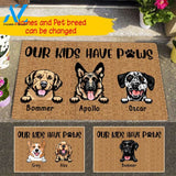 Personalized Our Kids Have Paws Doormat HTT-DTT006 | Welcome Mat | House Warming Gift