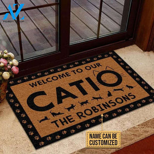 Personalized Patio Cat Welcome To Our Catio Custom Doormat, Welcome Door Mat, Makes A Perfect Gift