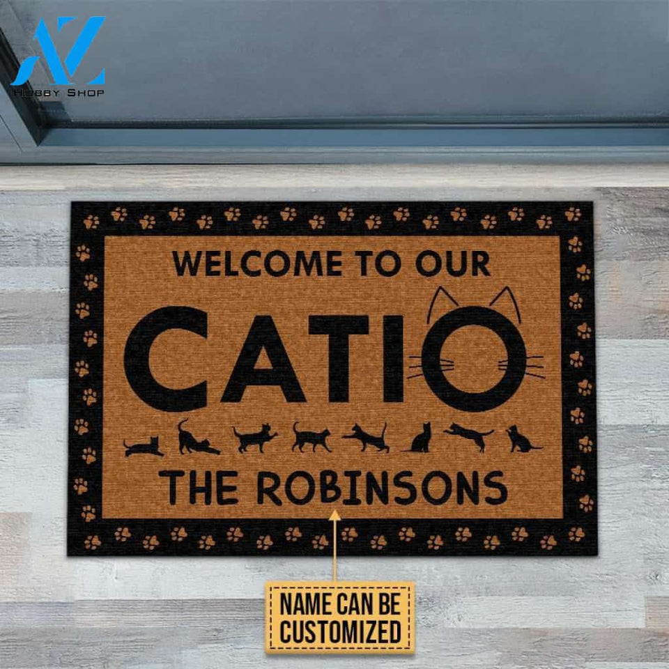 Personalized Patio Cat Welcome To Our Catio Custom Doormat | WELCOME MAT | HOUSE WARMING GIFT