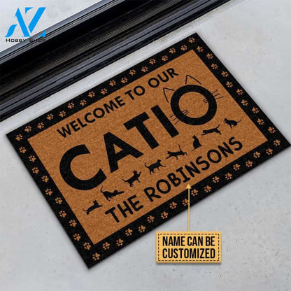 Personalized Patio Cat Welcome To Our Catio Custom Doormat | WELCOME MAT | HOUSE WARMING GIFT