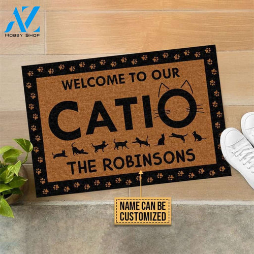 Personalized Patio Cat Welcome To Our Catio Custom Doormat | WELCOME MAT | HOUSE WARMING GIFT
