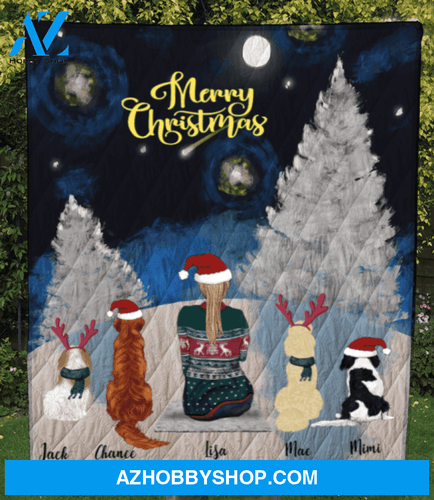 Personalized pet blanket - Gift for cat dog mom, cat dog lovers - Mom & 4 Pets Winter camping quilt