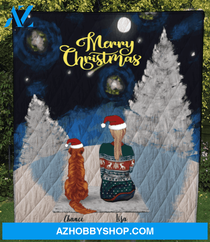 Personalized pet blanket - Gift for cat dog mom, cat dog lovers - Mom & Pet Winter camping quilt