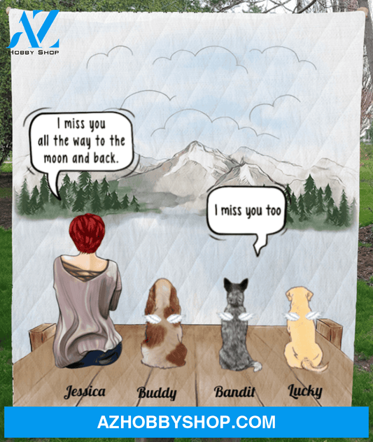 Personalized pet memorial quilt blanket, gift for cat dog mom - Mom & Upto 5 pets - I think of the time we spent together