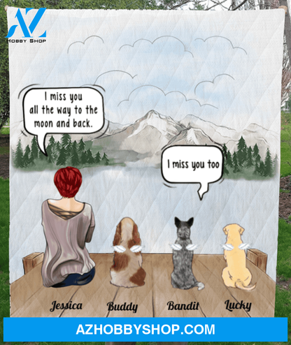 Personalized pet memorial quilt blanket, gift for cat dog mom - Mom & Upto 5 pets - I think of the time we spent together