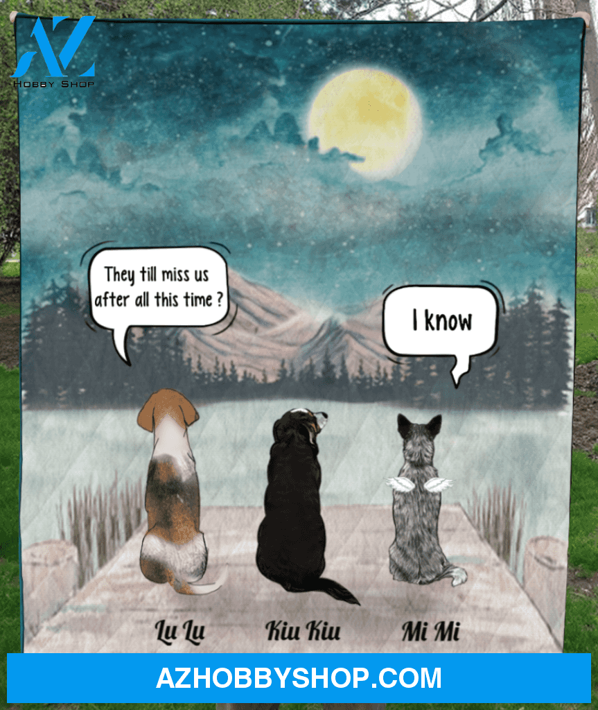 Personalized pet memorial gift idea for cat dog lovers, cat dog dad, mom - 3 pets memorial quilt blanket - She still misses the sound of your paws