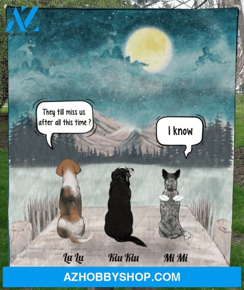 Personalized pet memorial gift idea for cat dog lovers, cat dog dad, mom - 3 pets memorial quilt blanket - She still misses the sound of your paws